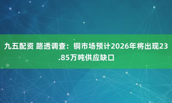 九五配资 路透调查：铜市场预计2026年将出现23.85万吨供应缺口