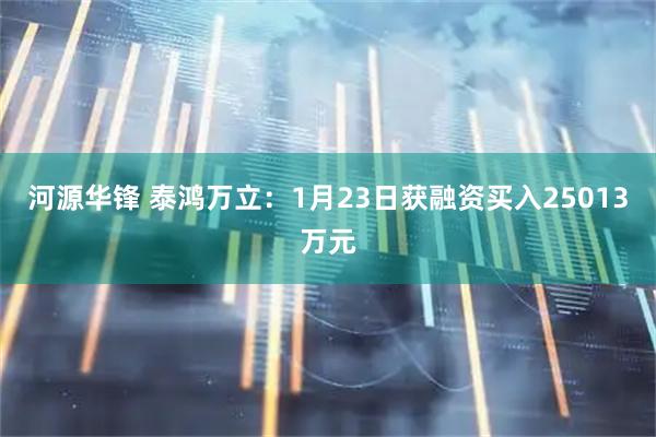 河源华锋 泰鸿万立：1月23日获融资买入25013万元